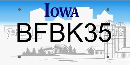 BFBK35 Iowa License Plate