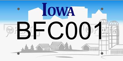 BFC001 Iowa License Plate
