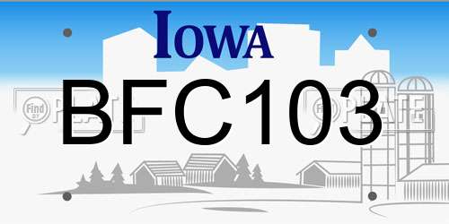 BFC103 Iowa License Plate