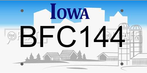 BFC144 Iowa License Plate