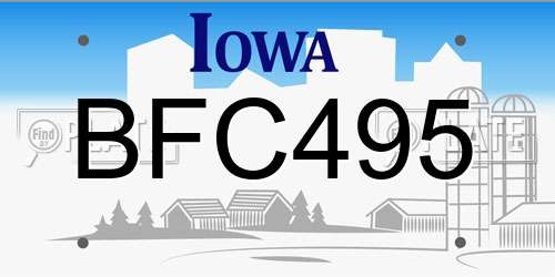 BFC495 Iowa License Plate