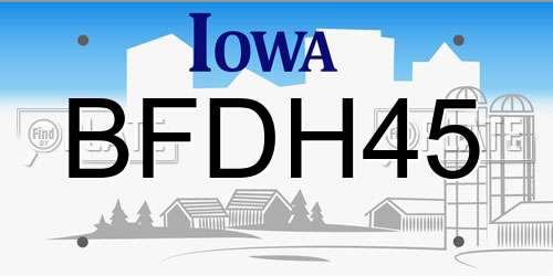 BFDH45 Iowa License Plate