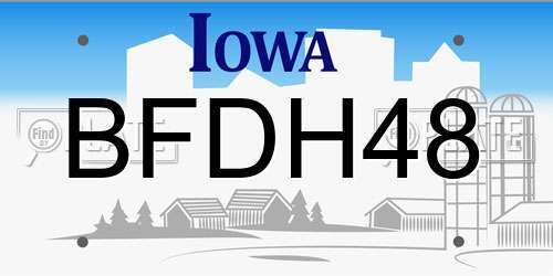 BFDH48 Iowa License Plate