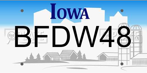BFDW48 Iowa License Plate