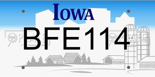 BFE114 Iowa License Plate