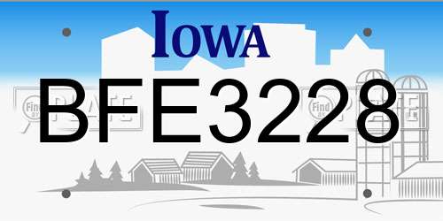 BFE3228 Iowa License Plate