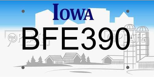 BFE390 Iowa License Plate