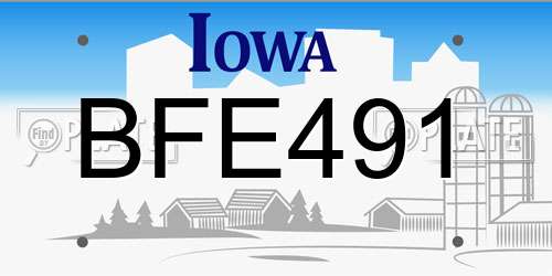 BFE491 Iowa License Plate