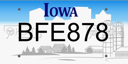 BFE878 Iowa License Plate