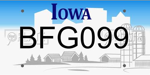 BFG099 Iowa License Plate