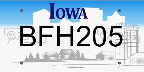 BFH205 Iowa License Plate