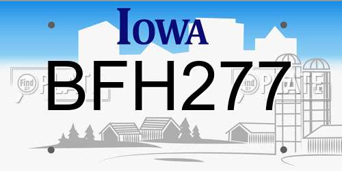 BFH277 Iowa License Plate