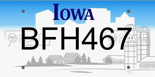 BFH467 Iowa License Plate