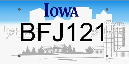 BFJ121 Iowa License Plate