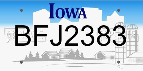 BFJ2383 Iowa License Plate