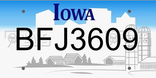 BFJ3609 Iowa License Plate