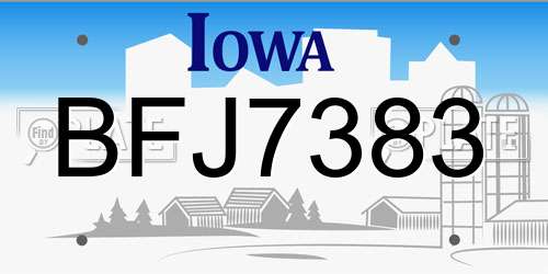 BFJ7383 Iowa License Plate