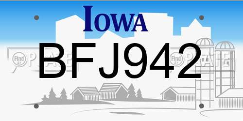 BFJ942 Iowa License Plate
