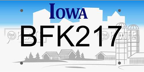 BFK217 Iowa License Plate