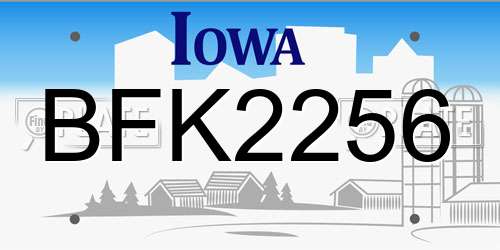 BFK2256 Iowa License Plate