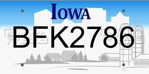 BFK2786 Iowa License Plate
