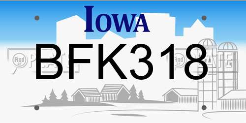BFK318 Iowa License Plate