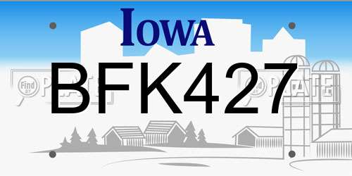 BFK427 Iowa License Plate