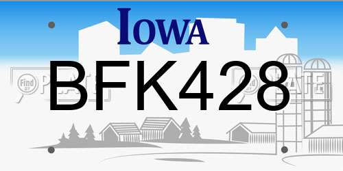 BFK428 Iowa License Plate