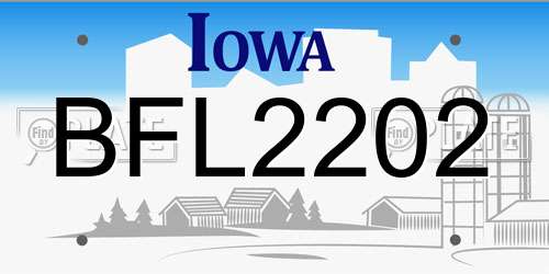 BFL2202 Iowa License Plate