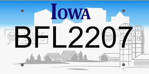 BFL2207 Iowa License Plate