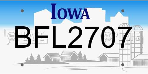 BFL2707 Iowa License Plate