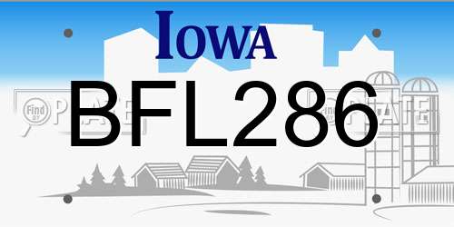 BFL286 Iowa License Plate