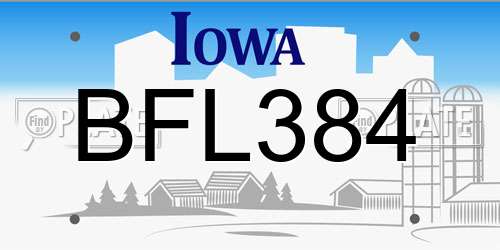 BFL384 Iowa License Plate