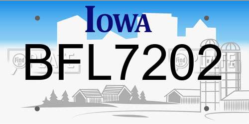 BFL7202 Iowa License Plate