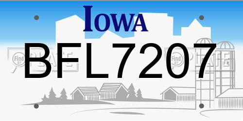 BFL7207 Iowa License Plate