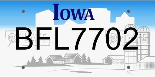 BFL7702 Iowa License Plate
