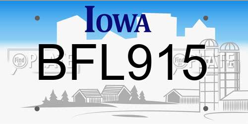 BFL915 Iowa License Plate