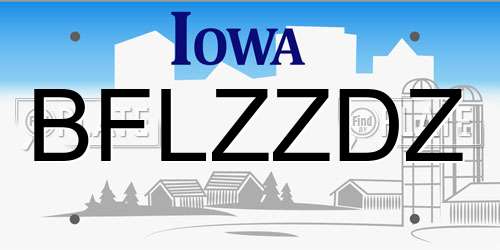 BFLZZDZ Iowa License Plate