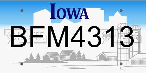 BFM4313 Iowa License Plate