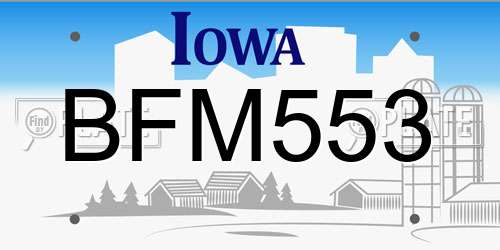 BFM553 Iowa License Plate
