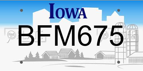 BFM675 Iowa License Plate