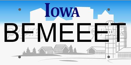 BFMEEET Iowa License Plate