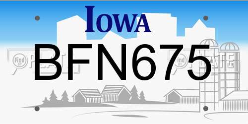 BFN675 Iowa License Plate