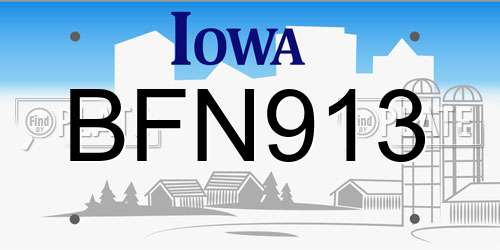 BFN913 Iowa License Plate