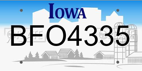 BFO4335 Iowa License Plate