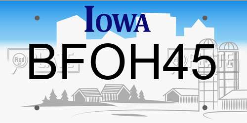 BFOH45 Iowa License Plate