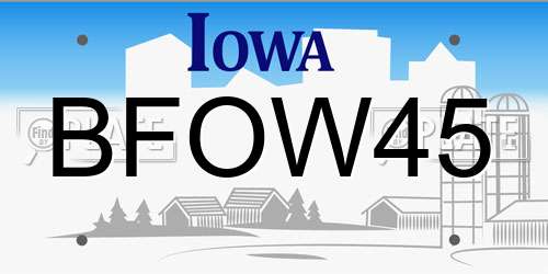BFOW45 Iowa License Plate