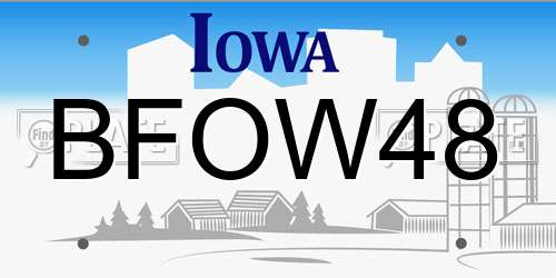 BFOW48 Iowa License Plate