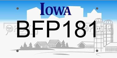 BFP181 Iowa License Plate