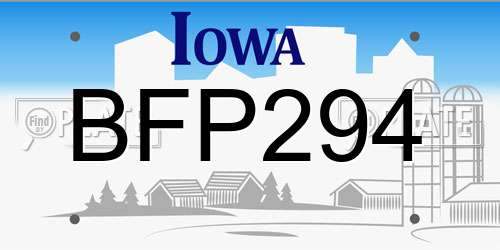 BFP294 Iowa License Plate